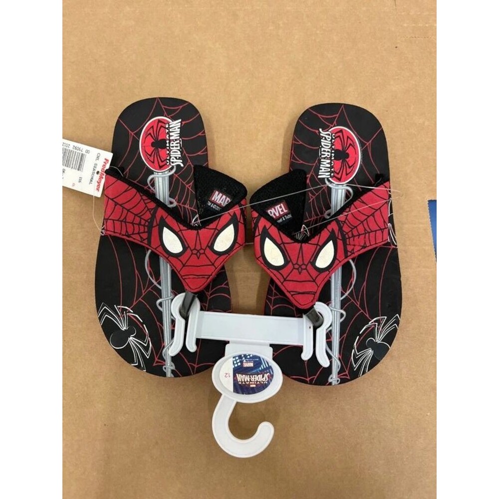 NEW kids Spiderman flip flops youth 12
